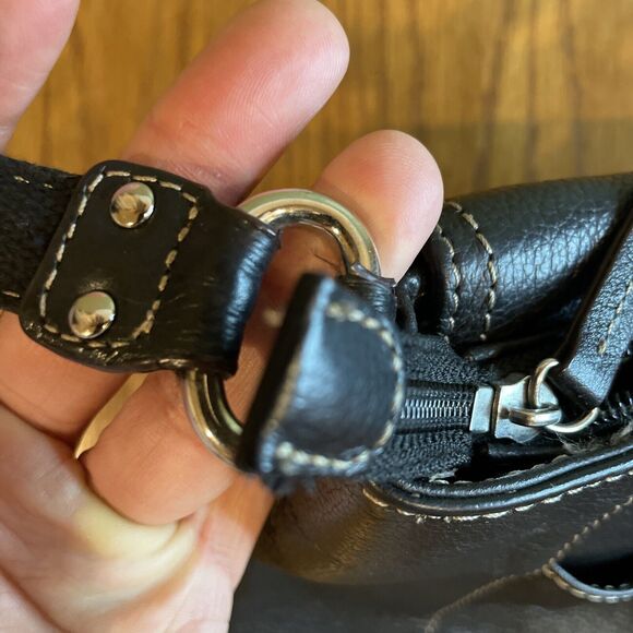 Tignanello Black Shoulder Bag Purse Tumbled Leather - Picture 6 of 12